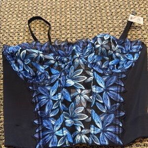 Victoria Secret Blue and Black Bustier top 34 C NWT